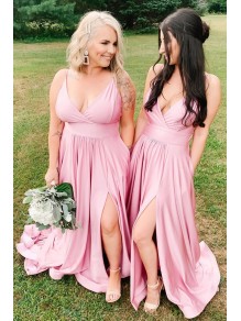 Long Pink V Neck Floor Length Bridesmaid Dresses 902040 Long Pink V Neck Floor Length Bridesmaid Dresses 902040