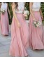 Long Pink White Chiffon and Lace Bridesmaid Dresses 902044 Long Pink White Chiffon and Lace Bridesmaid Dresses 902044