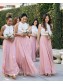Long Pink White Chiffon and Lace Bridesmaid Dresses 902044 Long Pink White Chiffon and Lace Bridesmaid Dresses 902044