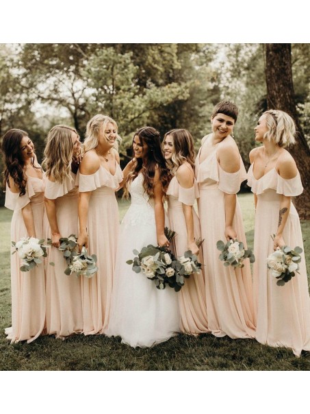 Long Chiffon Spaghetti Straps Bridesmaid Dresses 902045