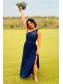 Long Royal Blue Chiffon and Lace Floor Length Bridesmaid Dresses 902047