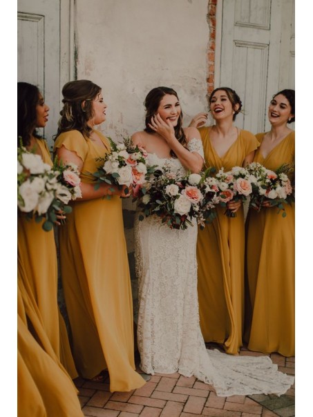 Long Chiffon Floor Length Bridesmaid Dresses 902048