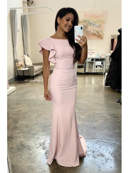 Long Pink Mermaid Floor Length Bridesmaid Dresses 902050