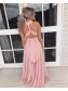 Long Pink Chiffon Floor Length Bridesmaid Dresses 902052
