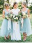 High Low Blue Tulle Bridesmaid Dresses 902054