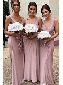 Sheath/Column V Neck Long Bridesmaid Dresses 902055 Sheath/Column V Neck Long Bridesmaid Dresses 902055