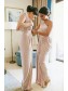 Sheath/Column Long Royal Blue One Shoulder Bridesmaid Dresses 902056