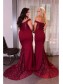 Long Burgundy Lace Mermaid Floor Length Bridesmaid Dresses 902062