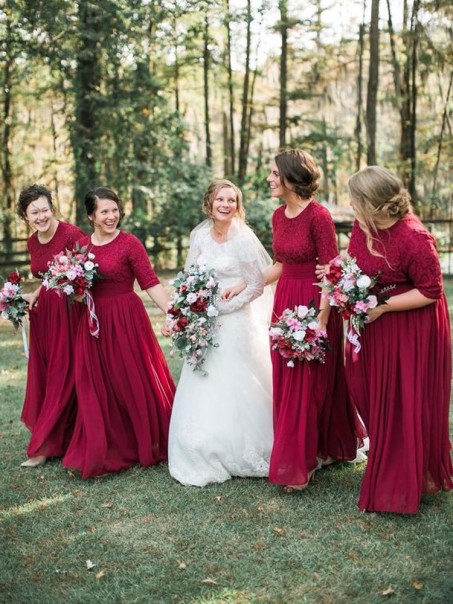A-Line Lace and Tulle Long Bridesmaid Dresses 902084