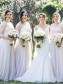 Long White Lace and Chiffon Bridesmaid Dresses with Long Sleeves 902087 Long White Lace and Chiffon Bridesmaid Dresses with Long Sleeves 902087