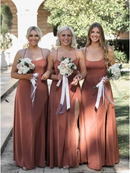 Simple Spaghetti Straps Long Bridesmaid Dresses 902091 Simple Spaghetti Straps Long Bridesmaid Dresses 902091