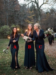 Long Navy Blue Bridesmaid Dresses with Long Sleeves 902094 Long Navy Blue Bridesmaid Dresses with Long Sleeves 902094