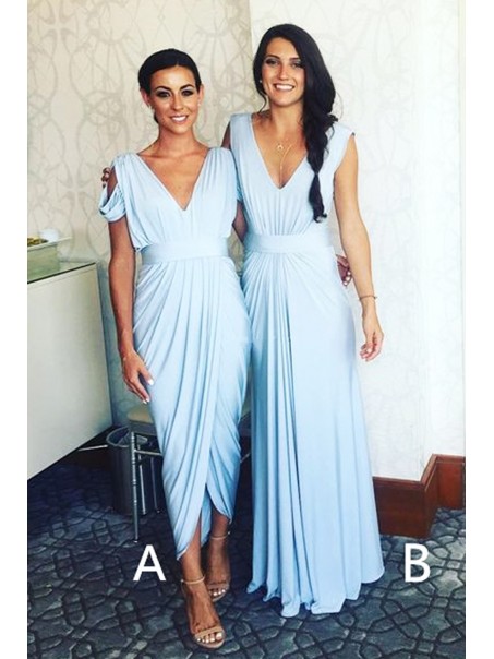 Long Blue Chiffon V Neck Bridesmaid Dresses 902102 Long Blue Chiffon V Neck Bridesmaid Dresses 902102