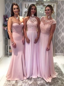 Long Pink Floor Length Bridesmaid Dresses 902103 Long Pink Floor Length Bridesmaid Dresses 902103