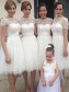 Short White Knee Length Lace and Tulle Bridesmaid Dresses 902105 Short White Knee Length Lace and Tulle Bridesmaid Dresses 902105
