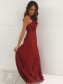 Long Burgndy Floor Length Bridesmaid Dresses 902106