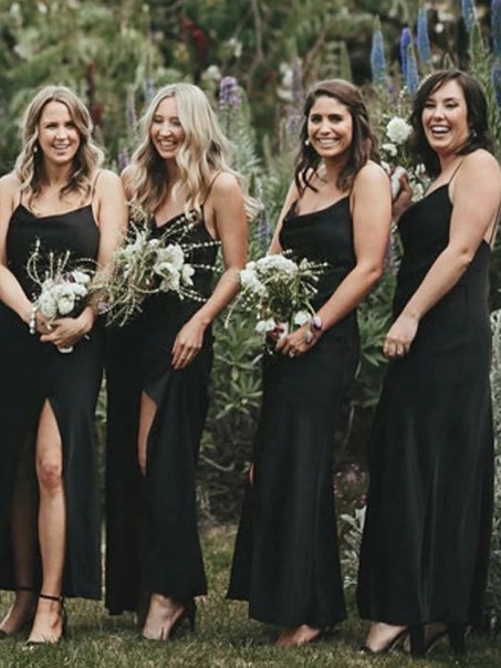 Spaghetti Straps Long Bridesmaid Dresses 902110