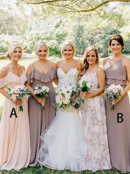 Long Chiffon Floor Length Spaghetti Straps Bridesmaid Dresses 902118 Long Chiffon Floor Length Spaghetti Straps Bridesmaid Dresses 902118