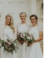 High Low Short White Lace Bridesmaid Dresses with Short Sleeves 902124
