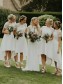 High Low Short White Lace Bridesmaid Dresses with Short Sleeves 902124