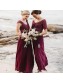 Modest Long Grape Purple Chiffon and Lace Bridesmaid Dresses 902125 Modest Long Grape Purple Chiffon and Lace Bridesmaid Dresses 902125