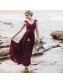 Modest Long Grape Purple Chiffon and Lace Bridesmaid Dresses 902125 Modest Long Grape Purple Chiffon and Lace Bridesmaid Dresses 902125