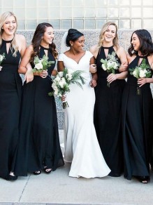 Long Navy Blue Chiffon Floor Length Bridesmaid Dresses 902126 Long Navy Blue Chiffon Floor Length Bridesmaid Dresses 902126