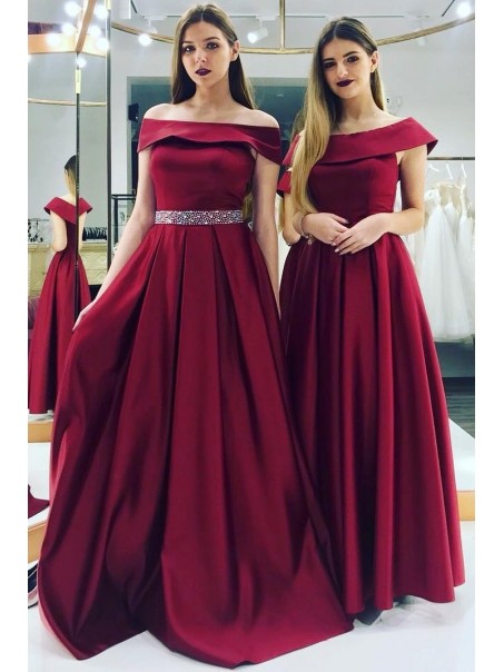 A-Line Beaded Off the Shoulder Long Bridesmaid Dresses 902131 A-Line Beaded Off the Shoulder Long Bridesmaid Dresses 902131