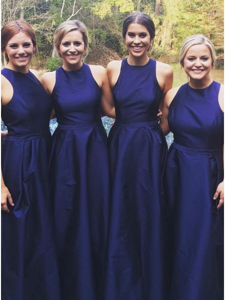 A-Line Long Navy Blue Floor Length Bridesmaid Dresses 902133 A-Line Long Navy Blue Floor Length Bridesmaid Dresses 902133