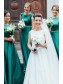 A-Line Long Green Floor Length Bridesmaid Dresses 902134
