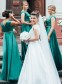 A-Line Long Green Floor Length Bridesmaid Dresses 902134