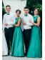 A-Line Long Green Floor Length Bridesmaid Dresses 902134