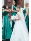 A-Line Long Green Floor Length Bridesmaid Dresses 902134