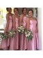 Short Pink High Low Bridesmaid Dresses 902141