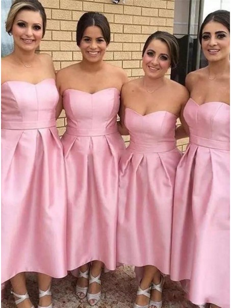 Short Pink High Low Bridesmaid Dresses 902141