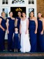 Long Royal Blue One Shoulder Bridesmaid Dresses 902147