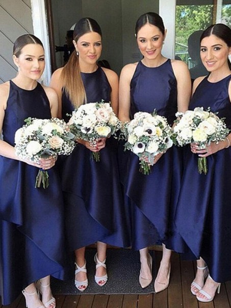 A-Line Asymmetrical Navy Blue Bridesmaid Dresses 902148 A-Line Asymmetrical Navy Blue Bridesmaid Dresses 902148