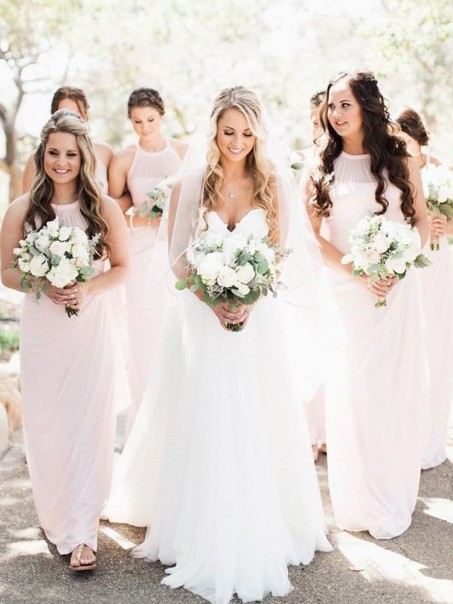 Long Pink Chiffon Floor Length Bridesmaid Dresses 902150 Long Pink Chiffon Floor Length Bridesmaid Dresses 902150