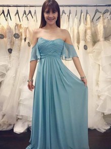 A-Line Strapless Long Chiffon Floor Length Bridesmaid Dresses 902155 A-Line Strapless Long Chiffon Floor Length Bridesmaid Dresses 902155