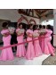 Mermaid Long Pink Off the Shoulder Bridesmaid Dresses 902159