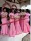 Mermaid Long Pink Off the Shoulder Bridesmaid Dresses 902159
