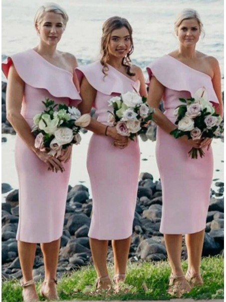Short Pink One Shoulder Bridesmaid Dresses 902164 Short Pink One Shoulder Bridesmaid Dresses 902164