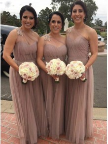 Long Tulle One Shoulder Floor Length Bridesmaid Dresses 902166 Long Tulle One Shoulder Floor Length Bridesmaid Dresses 902166