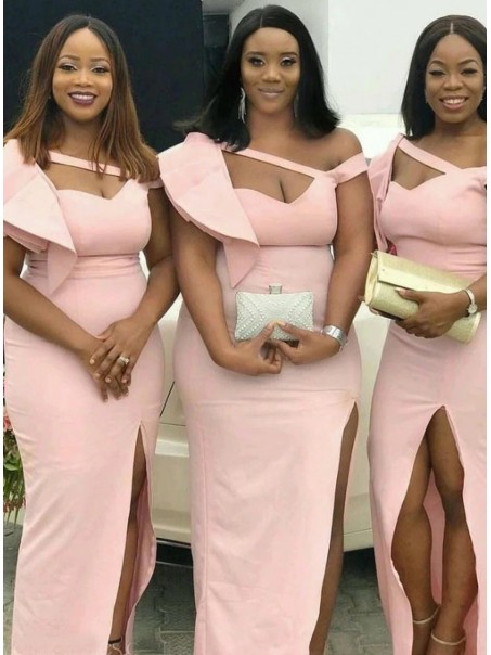 Long Pink Modest Floor Length Bridesmaid Dresses with Slit 902167 Long Pink Modest Floor Length Bridesmaid Dresses with Slit 902167