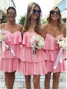 Short Pink Spaghetti Straps Bridesmaid Dresses 902170 Short Pink Spaghetti Straps Bridesmaid Dresses 902170