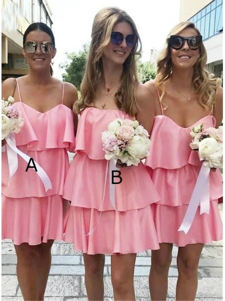 Short Pink Spaghetti Straps Bridesmaid Dresses 902170 Short Pink Spaghetti Straps Bridesmaid Dresses 902170