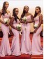 Long Pink Beaded Lace Floor Length Mermaid Bridesmaid Dresses 902172