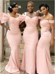 Long Pink Mermaid Modest Bridesmaid Dresses 902174 Long Pink Mermaid Modest Bridesmaid Dresses 902174