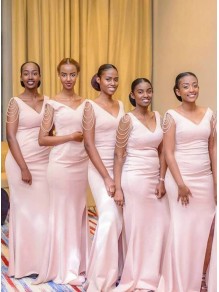Long Pink Mermaid Modest Bridesmaid Dresses 902175 Long Pink Mermaid Modest Bridesmaid Dresses 902175