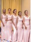 Long Pink Mermaid Modest Bridesmaid Dresses 902175
